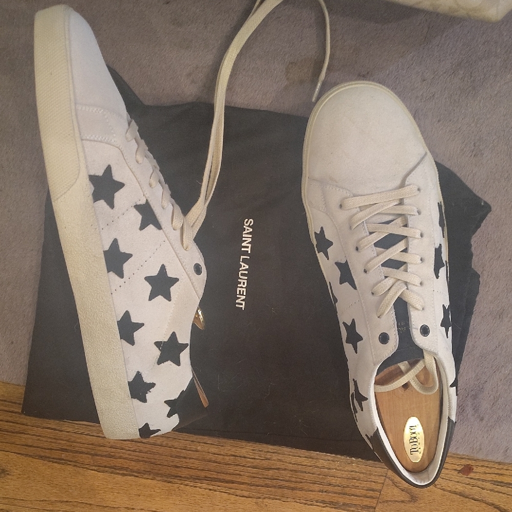 Saint Laurent White and Black Star Sneakers